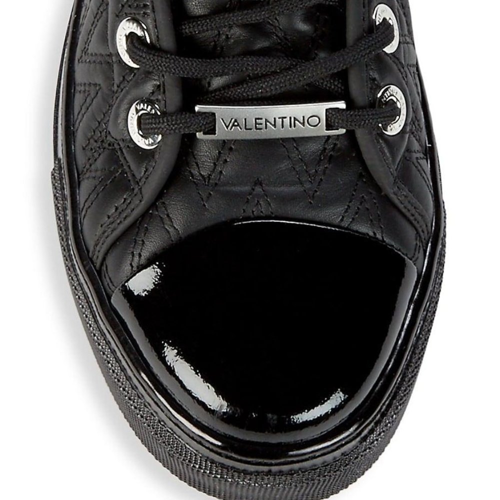 Valentino by Mario Valentino Bianca Chevron-Quilted Leather High-Top Sneaker NEW